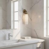 One-Light Brass and Alabaster Cylinder Sconce, Large