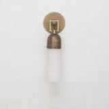 One-Light Brass and Alabaster Cylinder Sconce with Domed Cap
