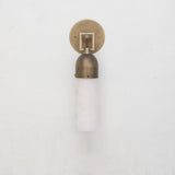 One-Light Brass and Alabaster Cylinder Vanity Sconce