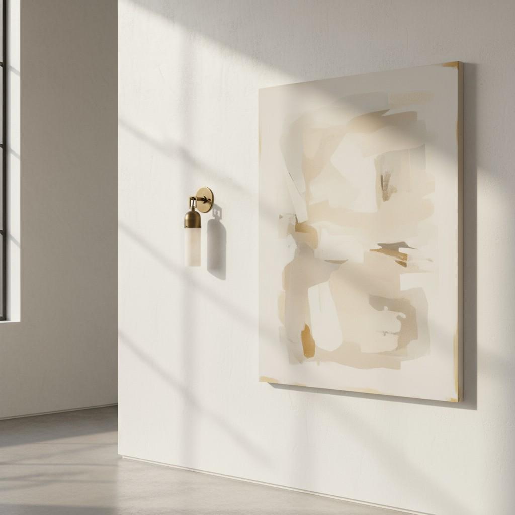 One-Light Brass and Alabaster Cylinder Vanity Sconce