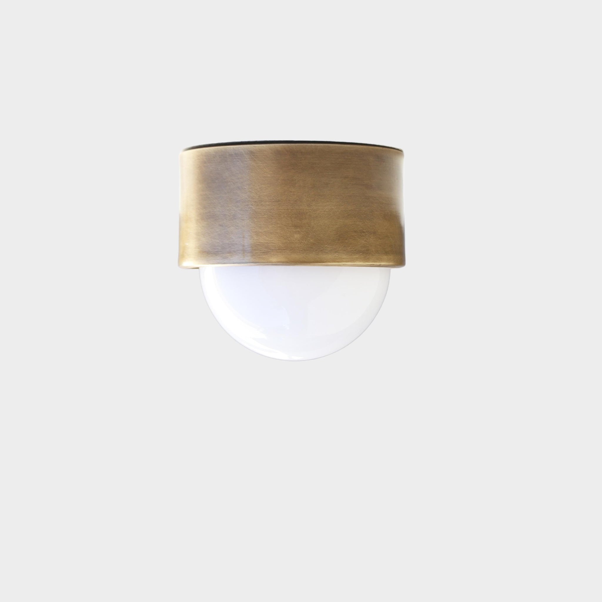 One-Light Brass and Opal Glass Flush Mount Ceiling Light