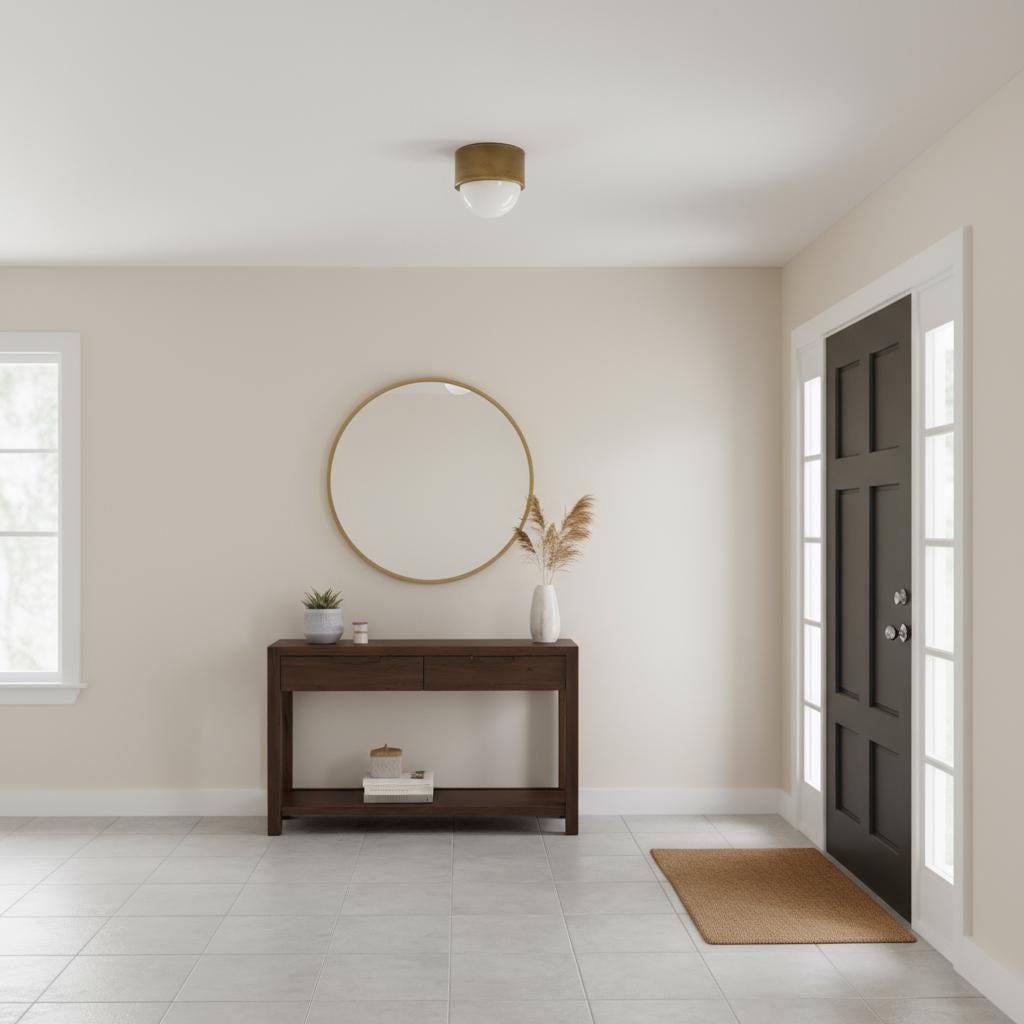 One-Light Brass and Opal Glass Flush Mount Ceiling Light