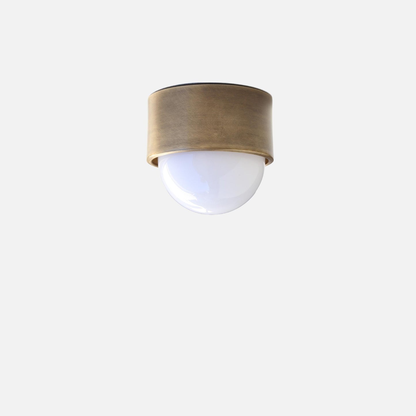 One-Light Brass and Opal Glass Flush Mount Ceiling Light