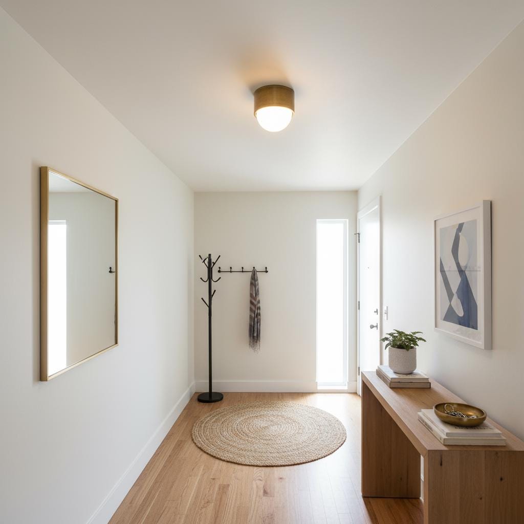 One-Light Brass and Opal Glass Flush Mount Ceiling Light