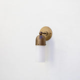 One-Light Brass Cap Wall Sconce with Frosted Glass Tube