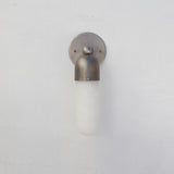 One-Light Brass Cap Wall Sconce with Long Opal Glass Tube
