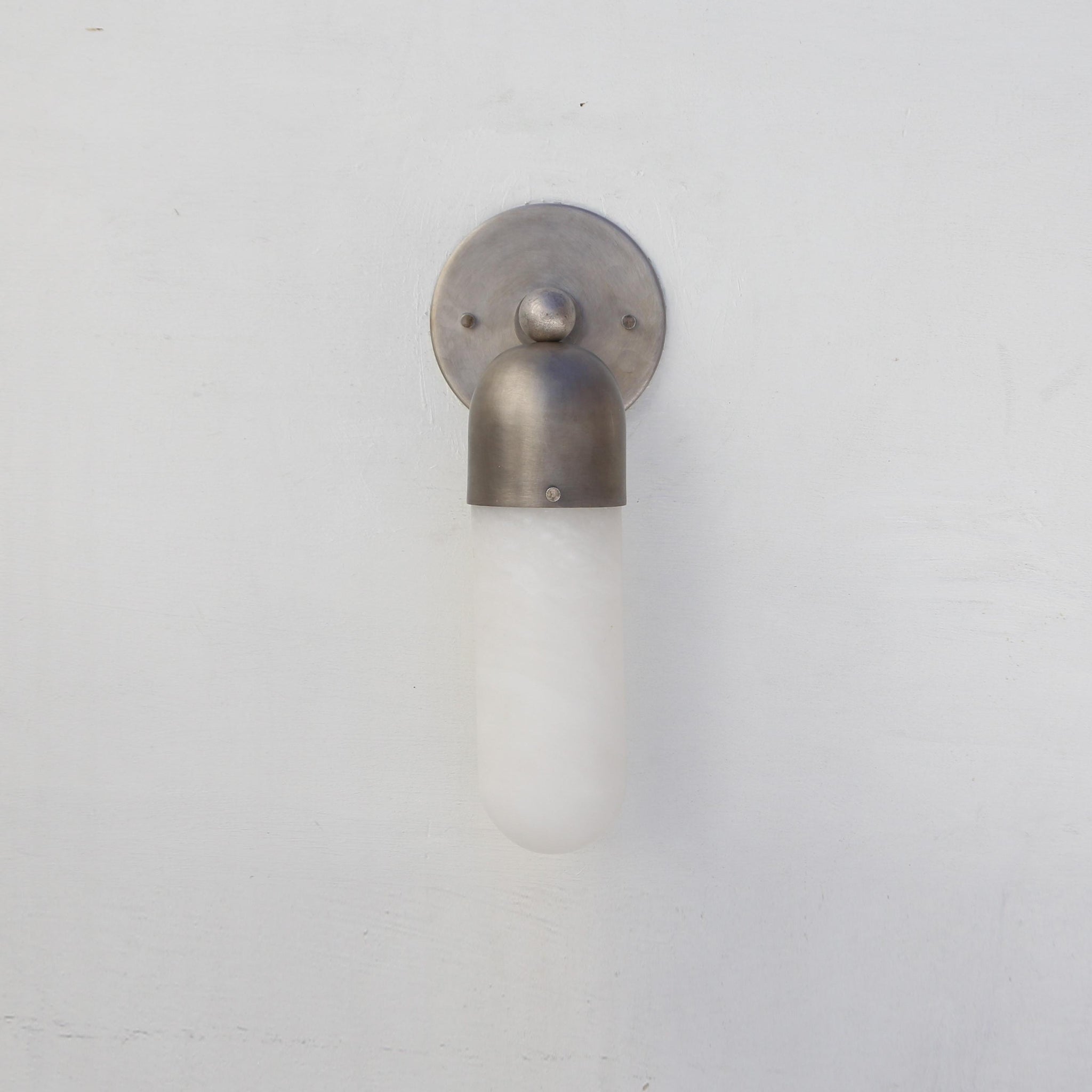 One-Light Brass Cap Wall Sconce with Long Opal Glass Tube