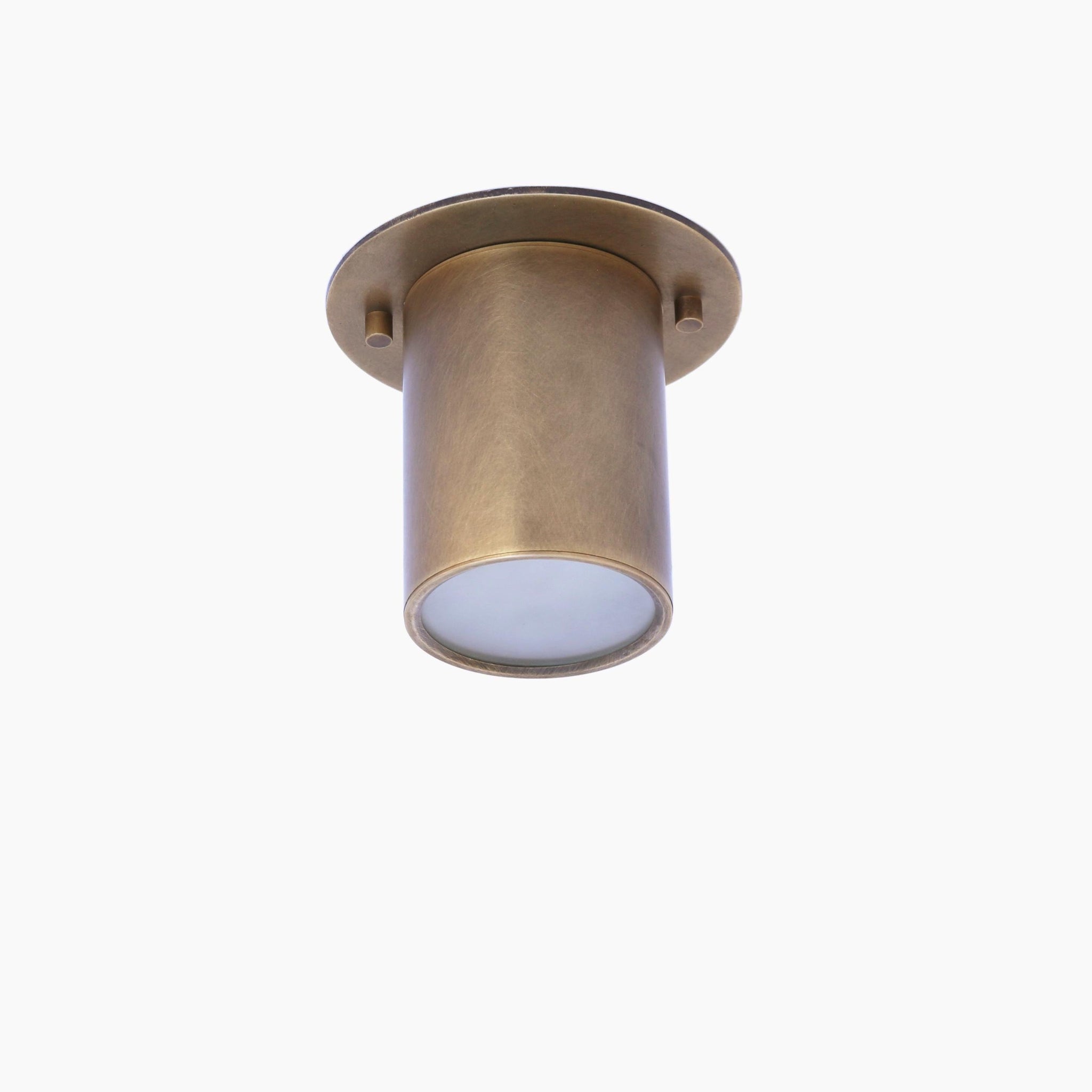 One-Light Brass Ceiling Spot Light with Frosted Glass Lens