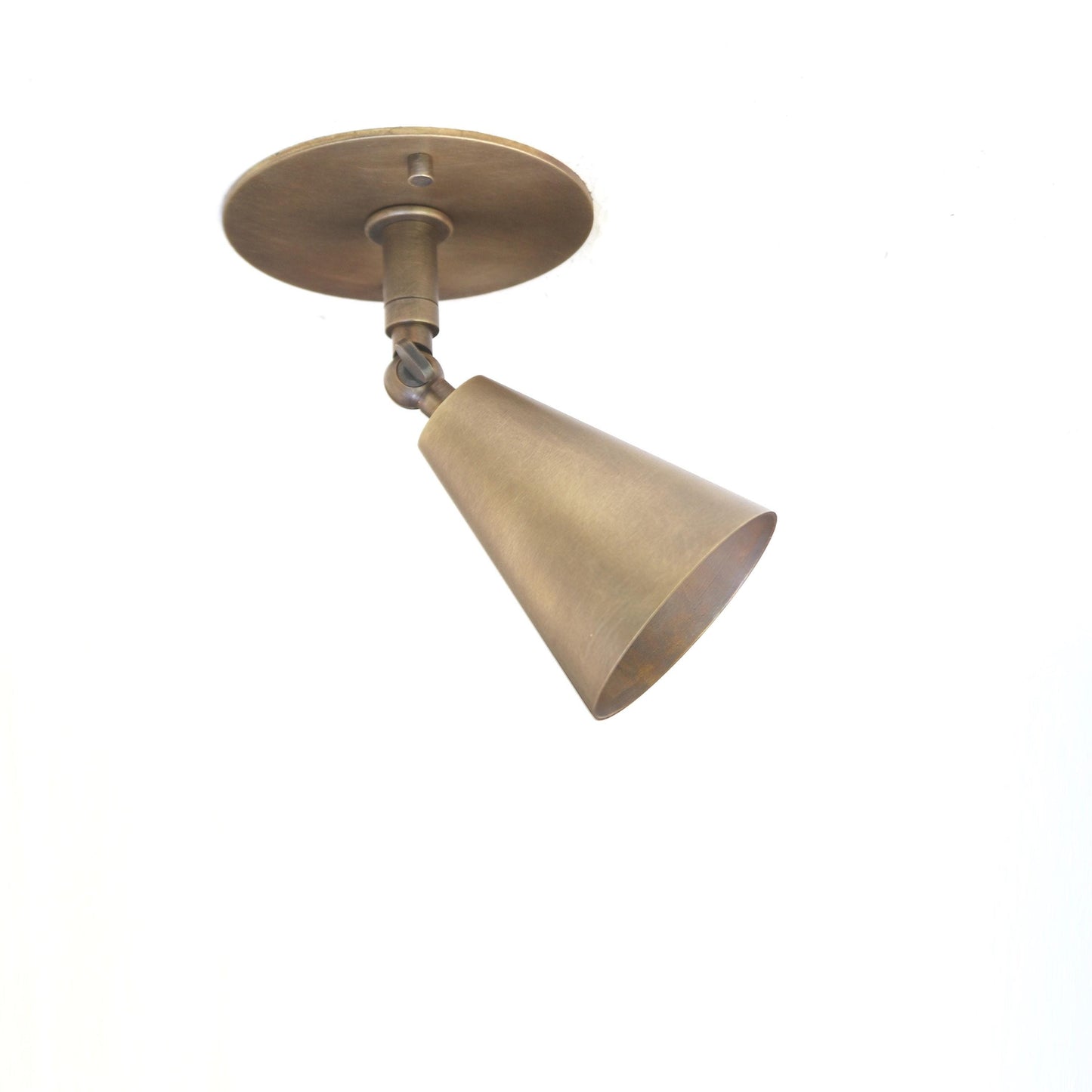 One-Light Brass Cone Ceiling Spotlight