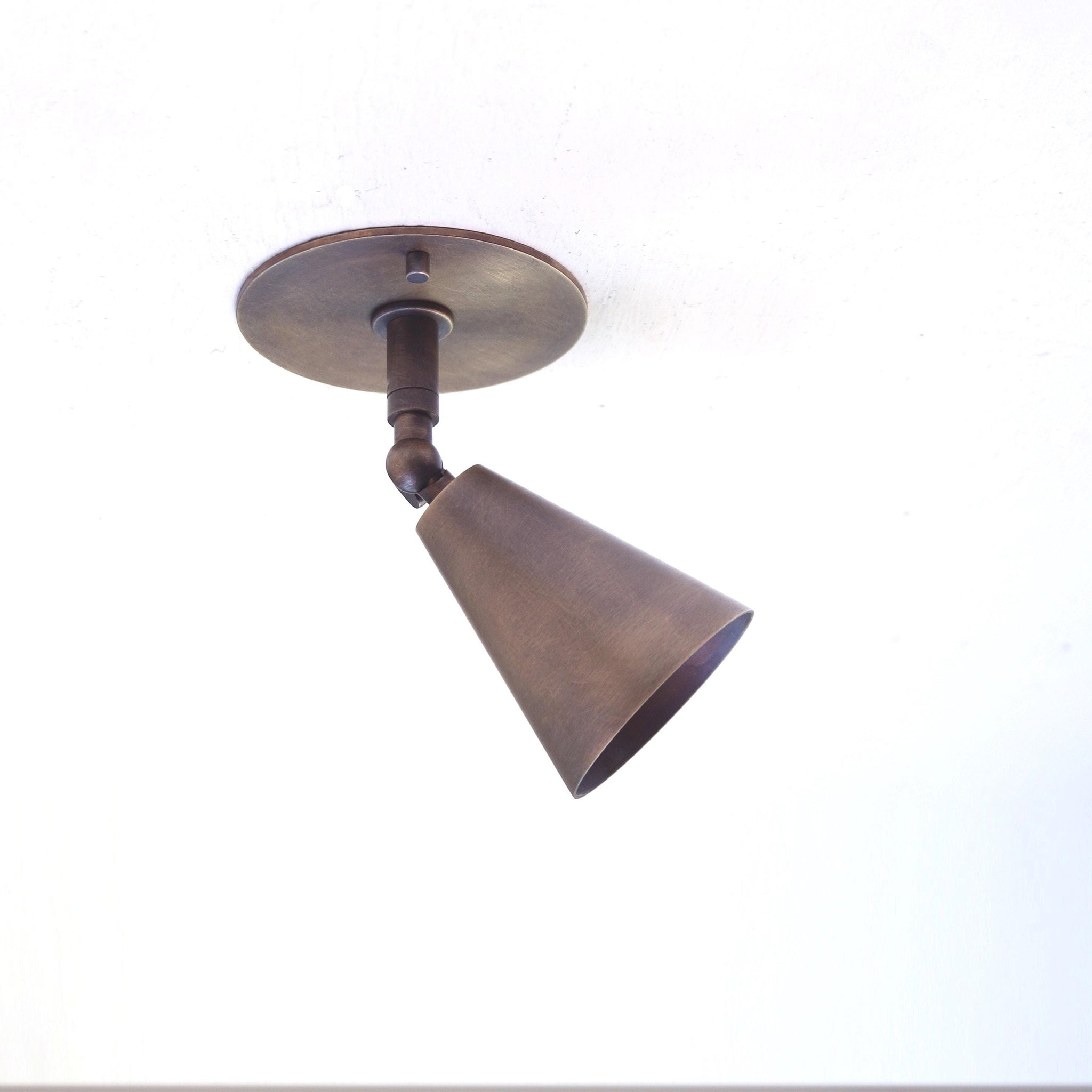 One-Light Brass Cone Ceiling Spotlight