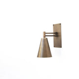 One-Light Brass Cone Wall Sconce