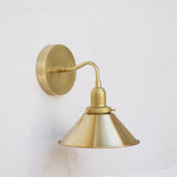 One-Light Brass Cone Wall Sconce with Gooseneck Arm