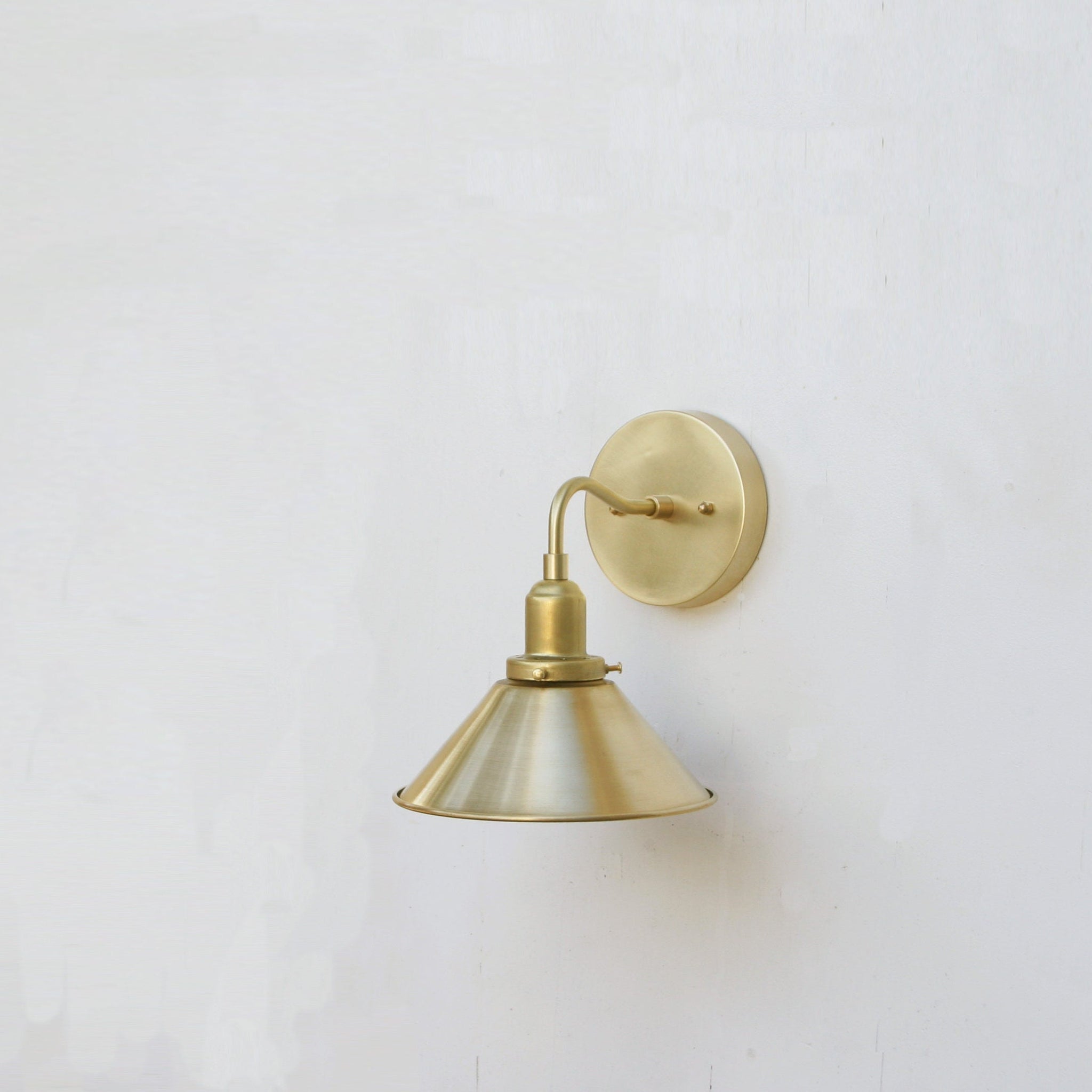 One-Light Brass Cone Wall Sconce with Gooseneck Arm