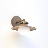 One-Light Brass Cone Wall Sconce with Opal Glass Globe