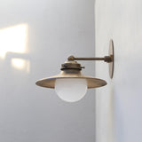 One-Light Brass Cone Wall Sconce with Opal Glass Globe