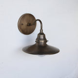 One-Light Brass Coolie Shade Gooseneck Wall Sconce
