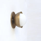 One-Light Brass Cup Sconce with Opal Glass Globe