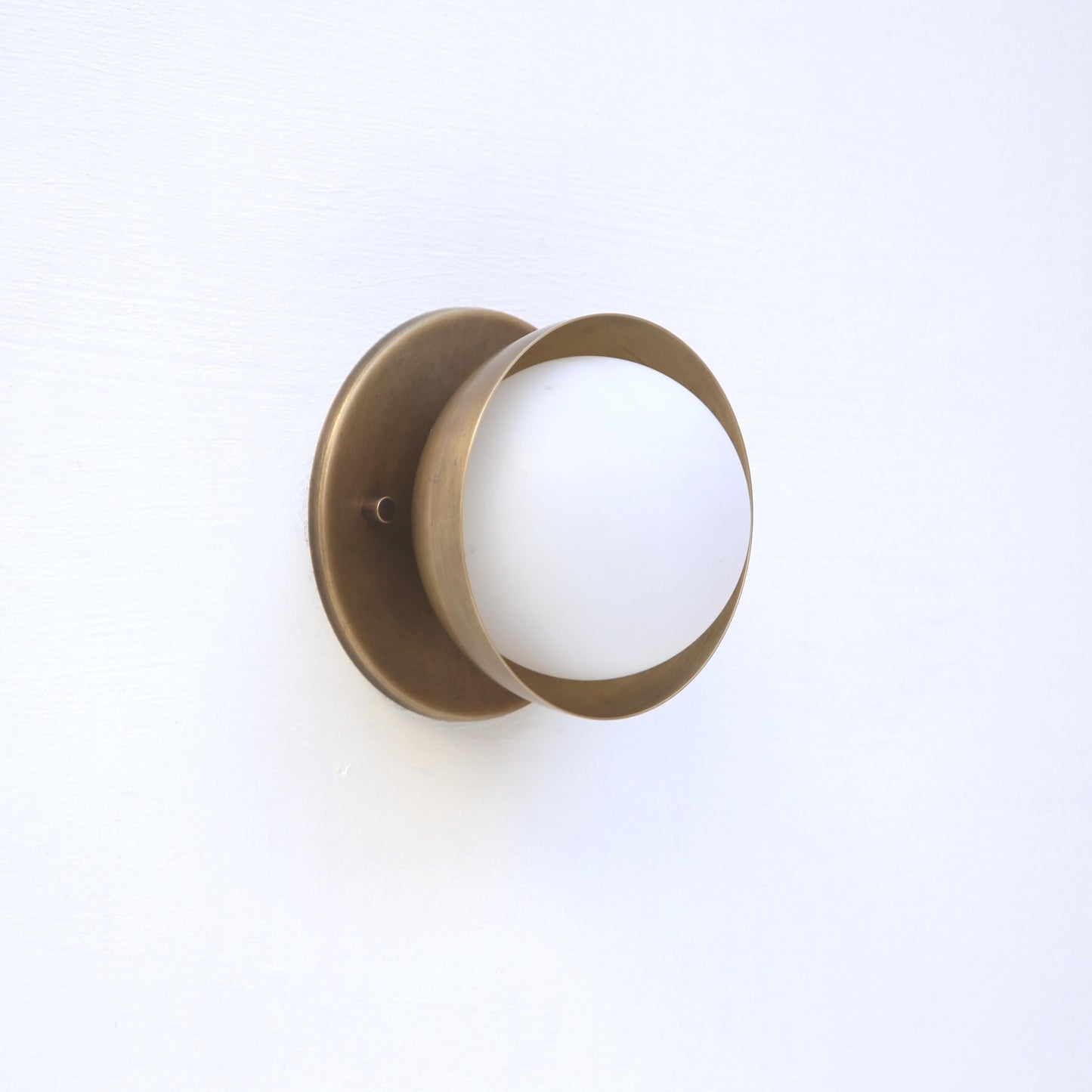 One-Light Brass Cup Sconce with Opal Glass Globe