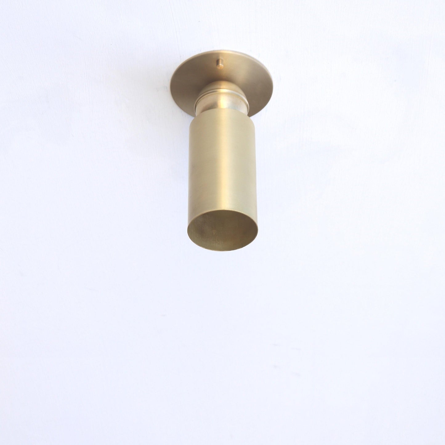 One-Light Brass Cylinder Ceiling Spot Light with Flush Canopy