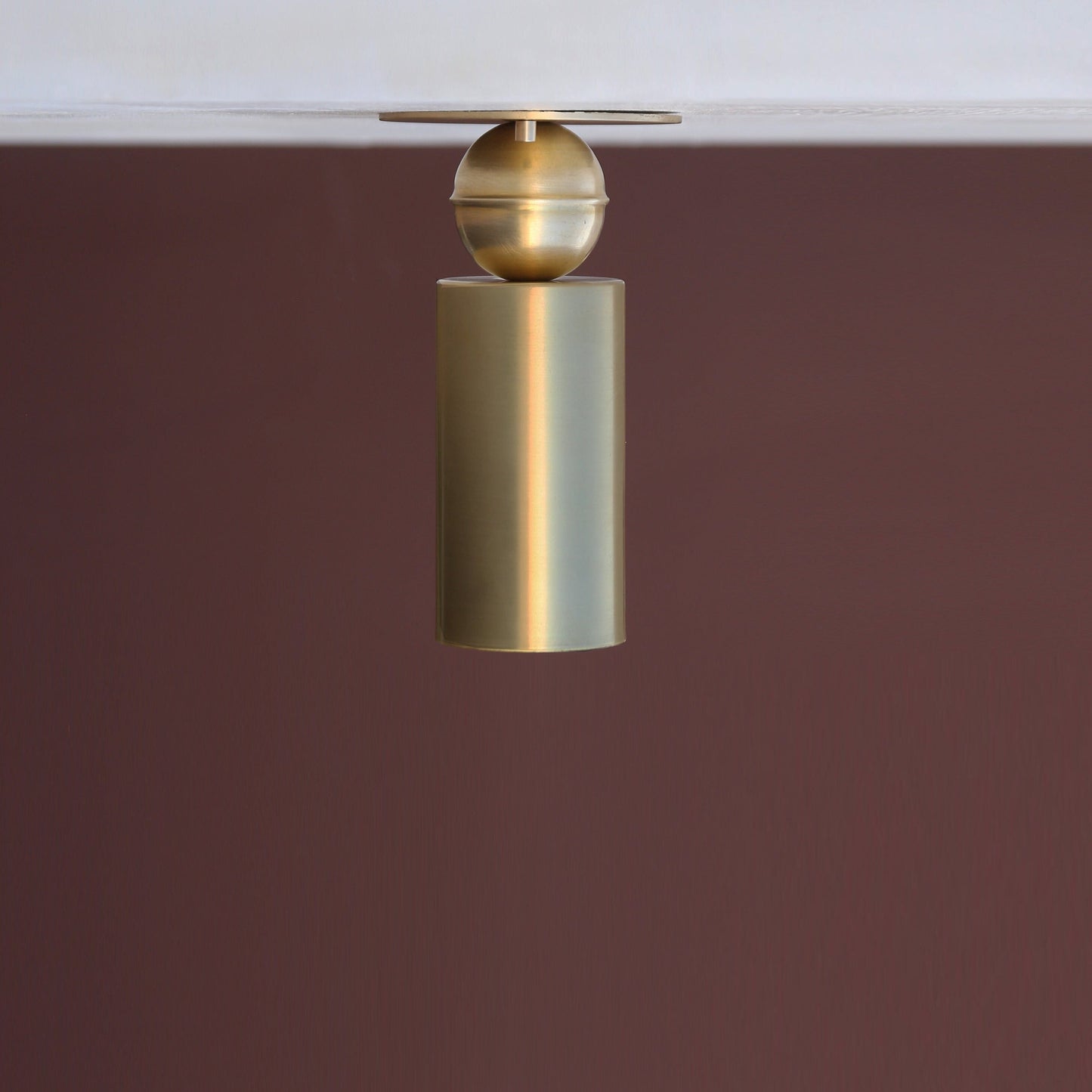 One-Light Brass Cylinder Ceiling Spot Light with Flush Canopy