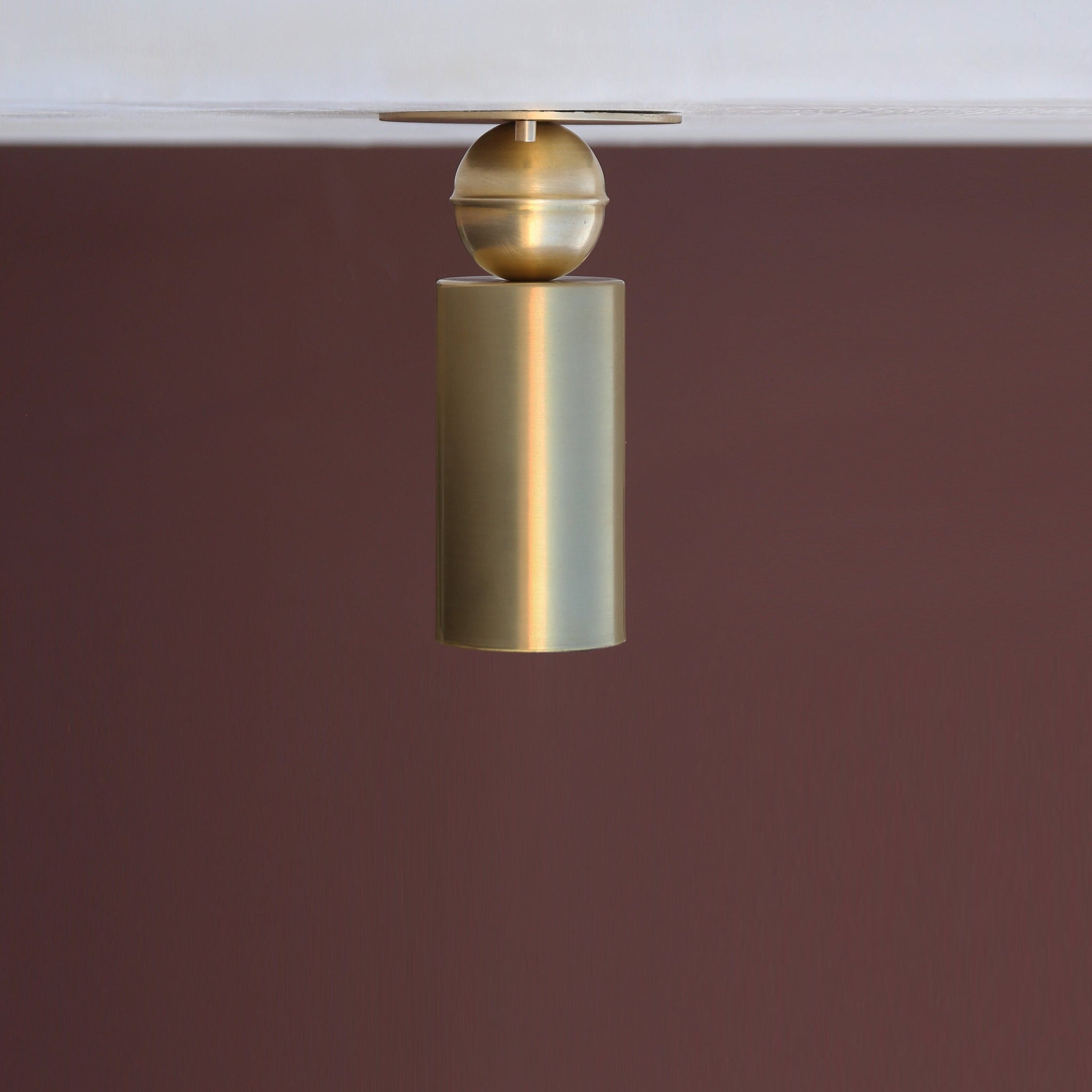 One-Light Brass Cylinder Ceiling Spot Light with Flush Canopy
