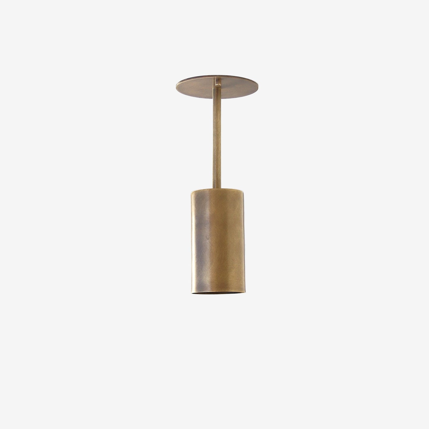 One-Light Brass Cylinder Ceiling Spotlight with Drop Rod