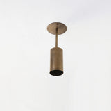 One-Light Brass Cylinder Ceiling Spotlight with Drop Rod