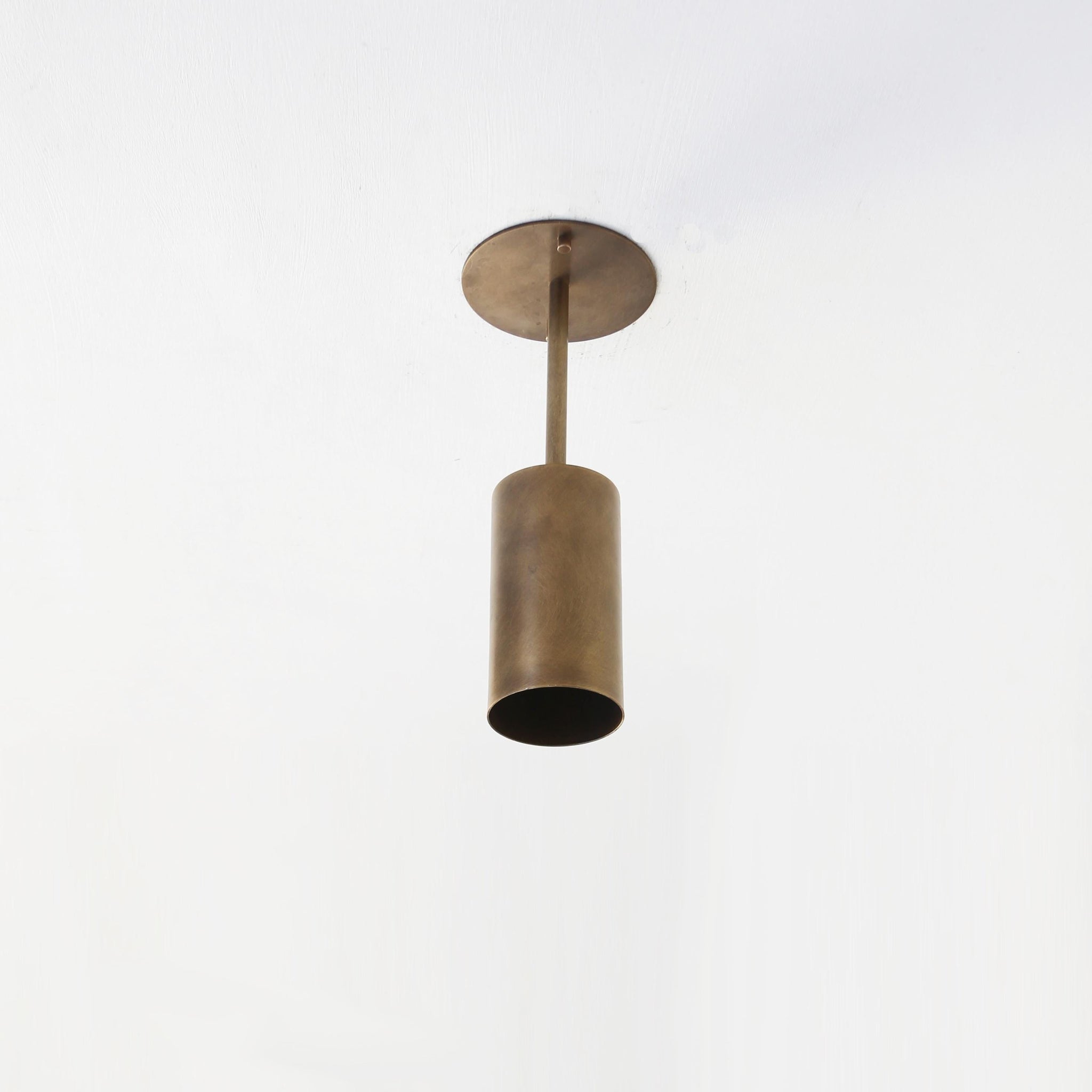 One-Light Brass Cylinder Ceiling Spotlight with Drop Rod