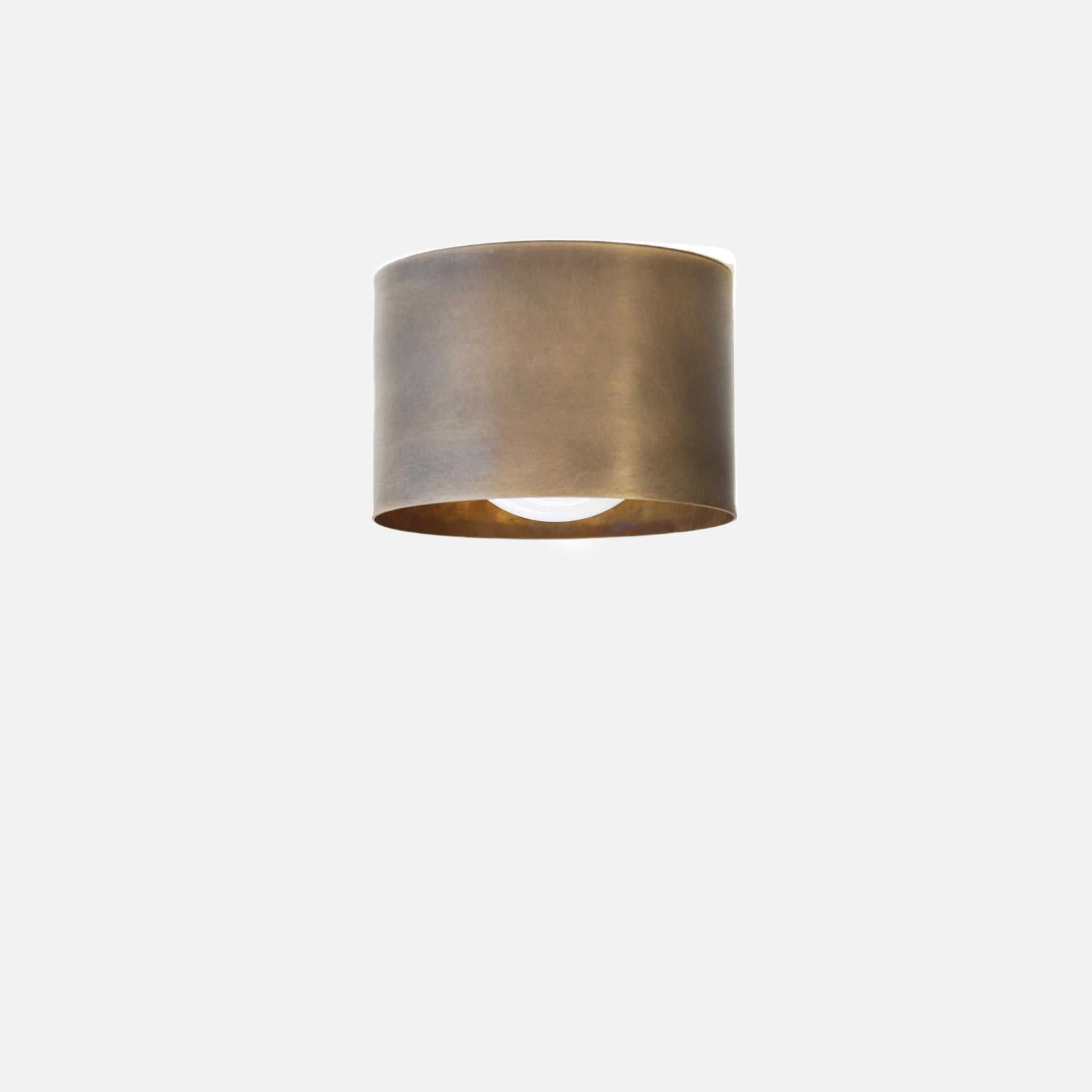 One-Light Brass Cylinder Flush Mount Ceiling Light with Opal Globe