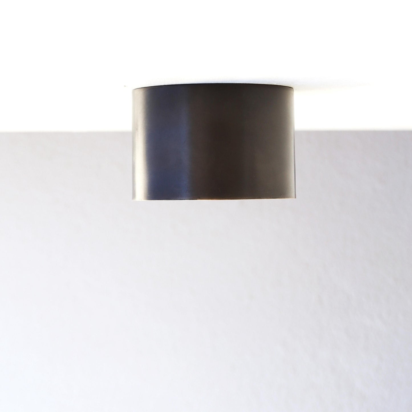 One-Light Brass Cylinder Flush Mount Ceiling Light with Opal Globe