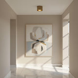 One-Light Brass Cylinder Flush Mount Ceiling Light with Opal Globe