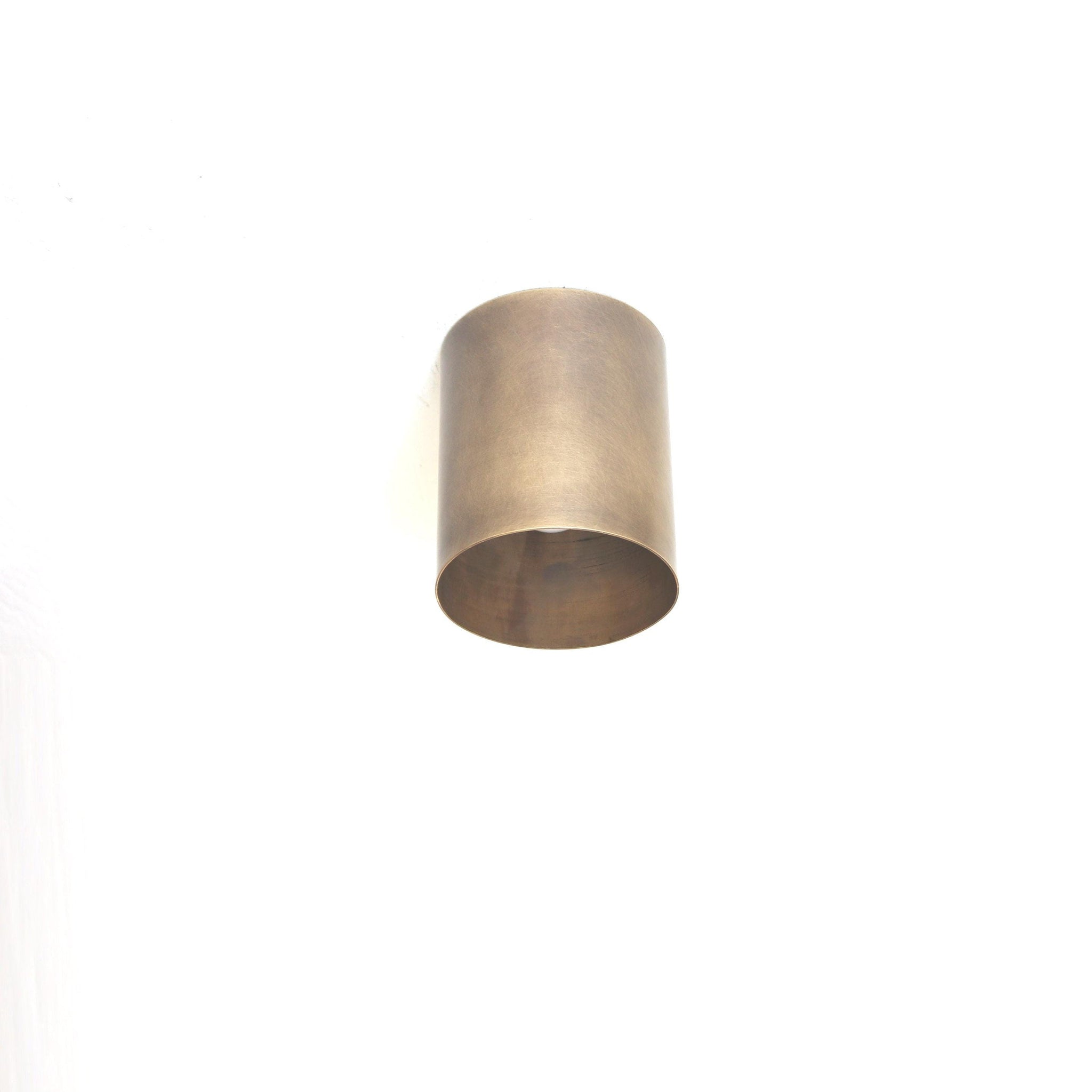 One-Light Brass Cylinder Flush Mount Ceiling Spotlight