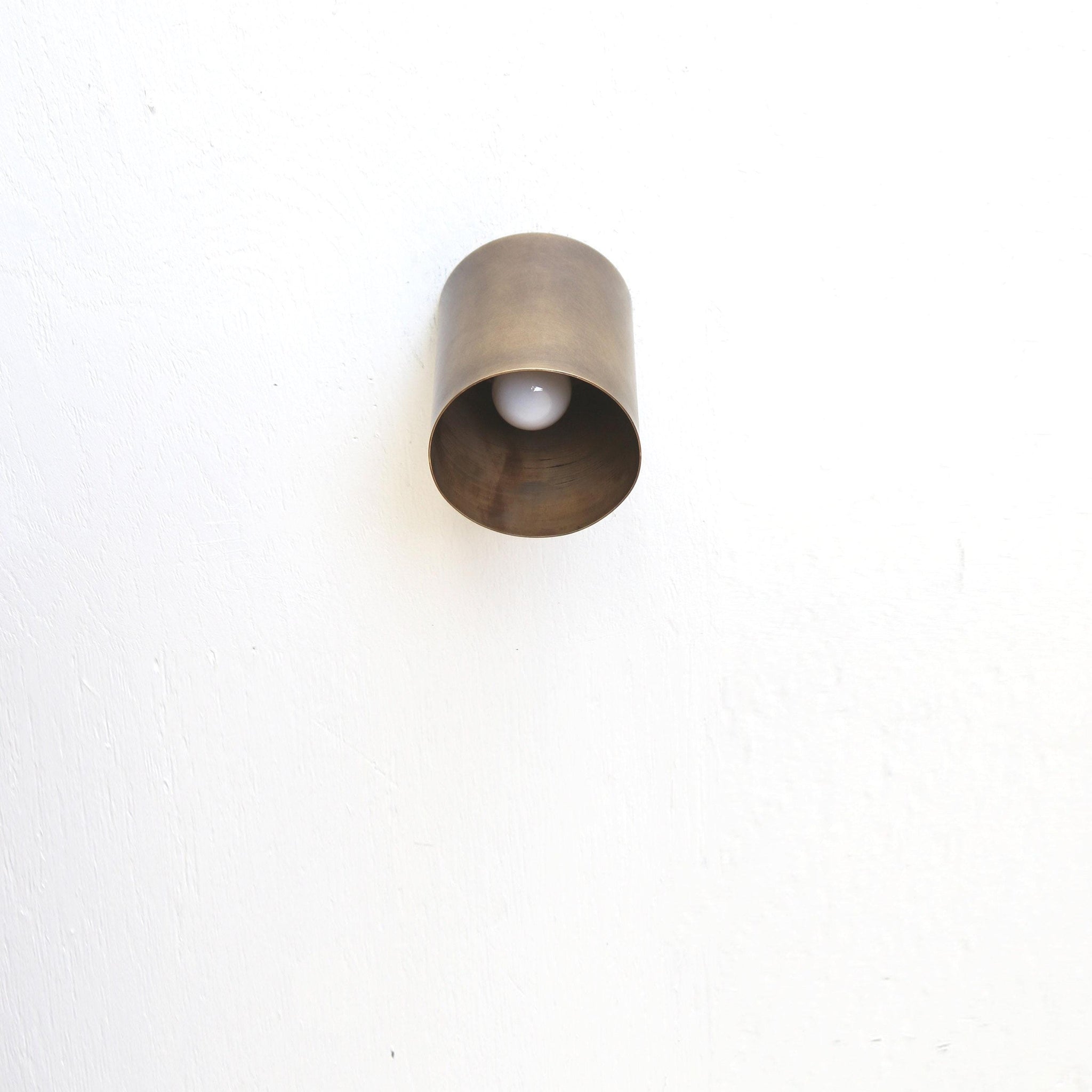 One-Light Brass Cylinder Flush Mount Ceiling Spotlight