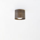 One-Light Brass Cylinder Flush Mount with Opal Globe