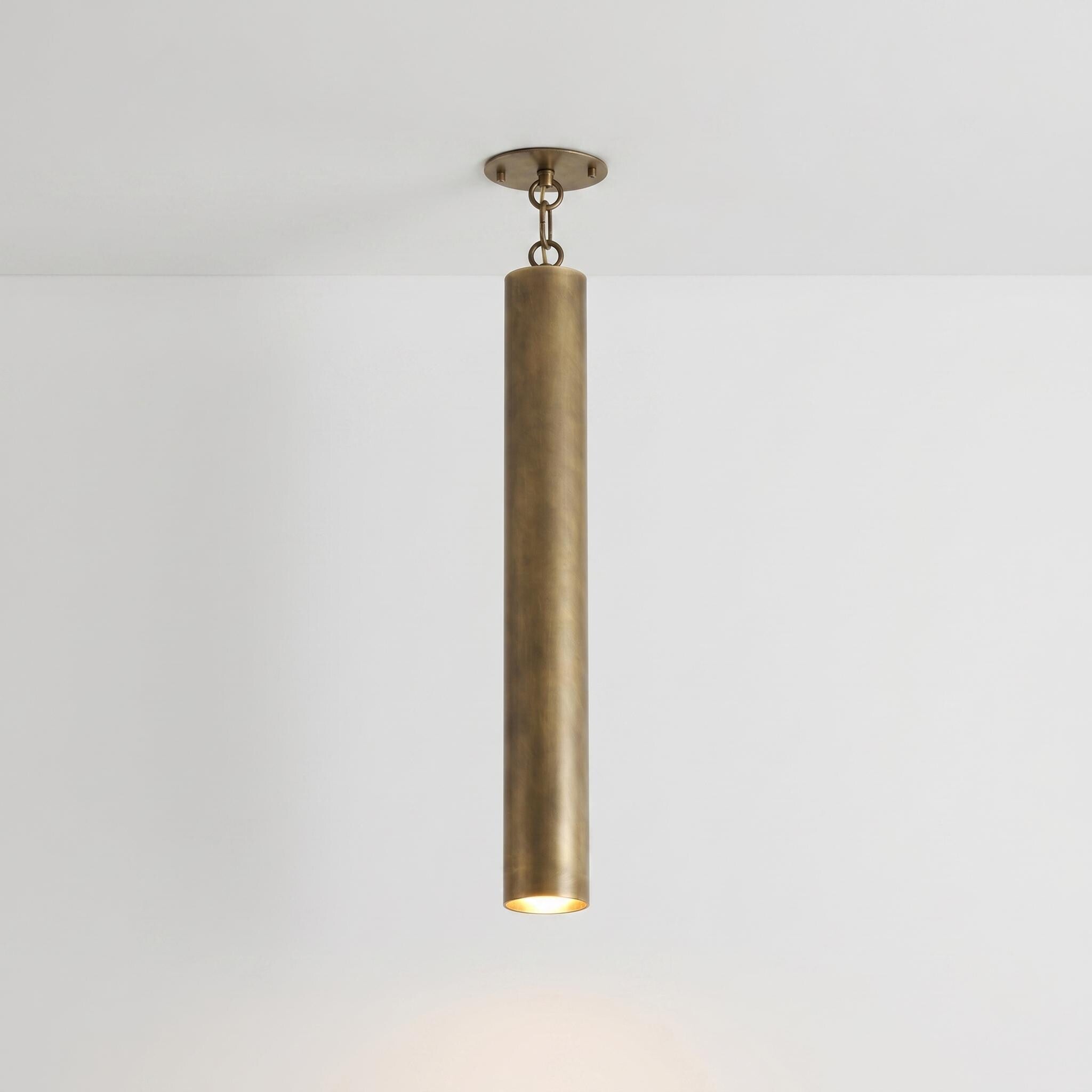 One-Light Brass Cylinder Pendant Light