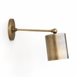 One-Light Brass Cylinder Shade Wall Sconce with Long Arm