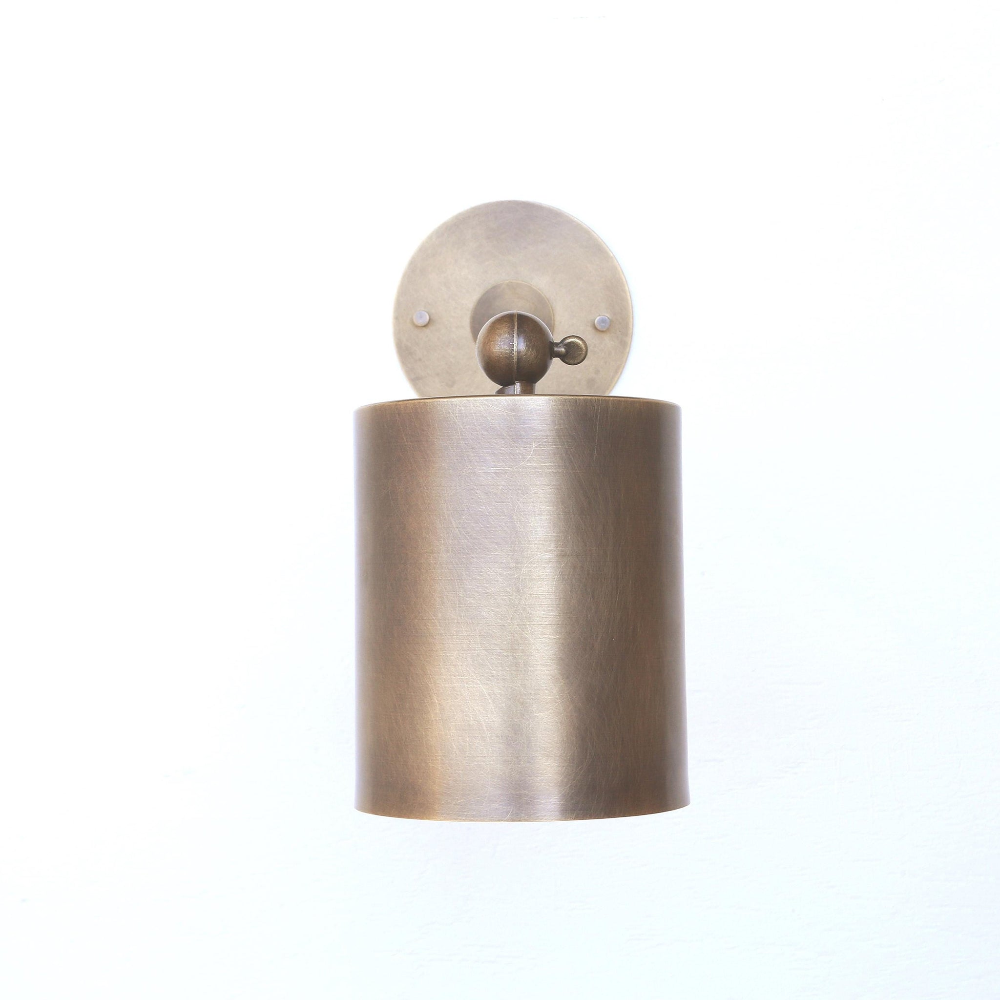 One-Light Brass Cylinder Shade Wall Sconce with Long Arm