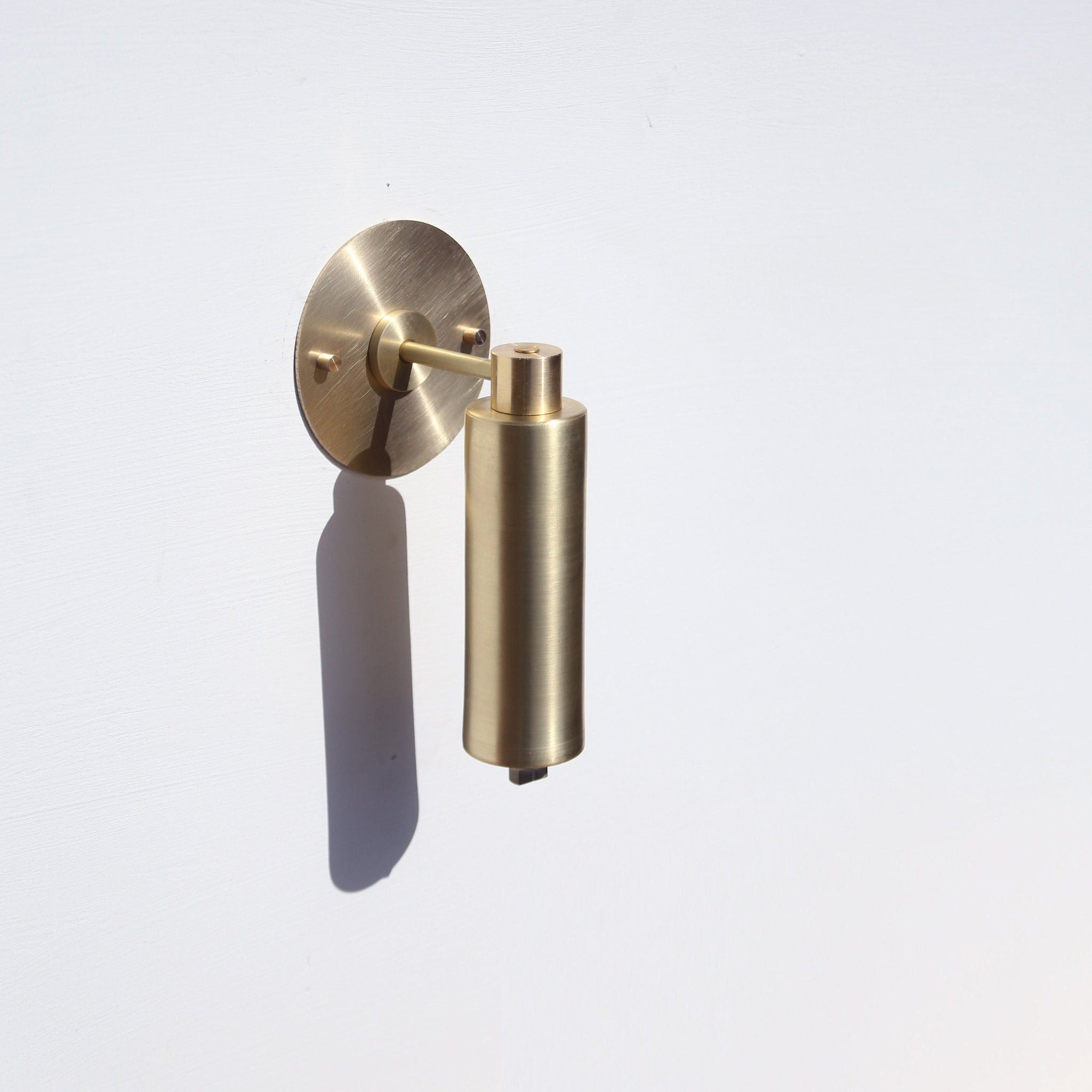 One-Light Brass Cylinder Wall Sconce with Exposed Bulb