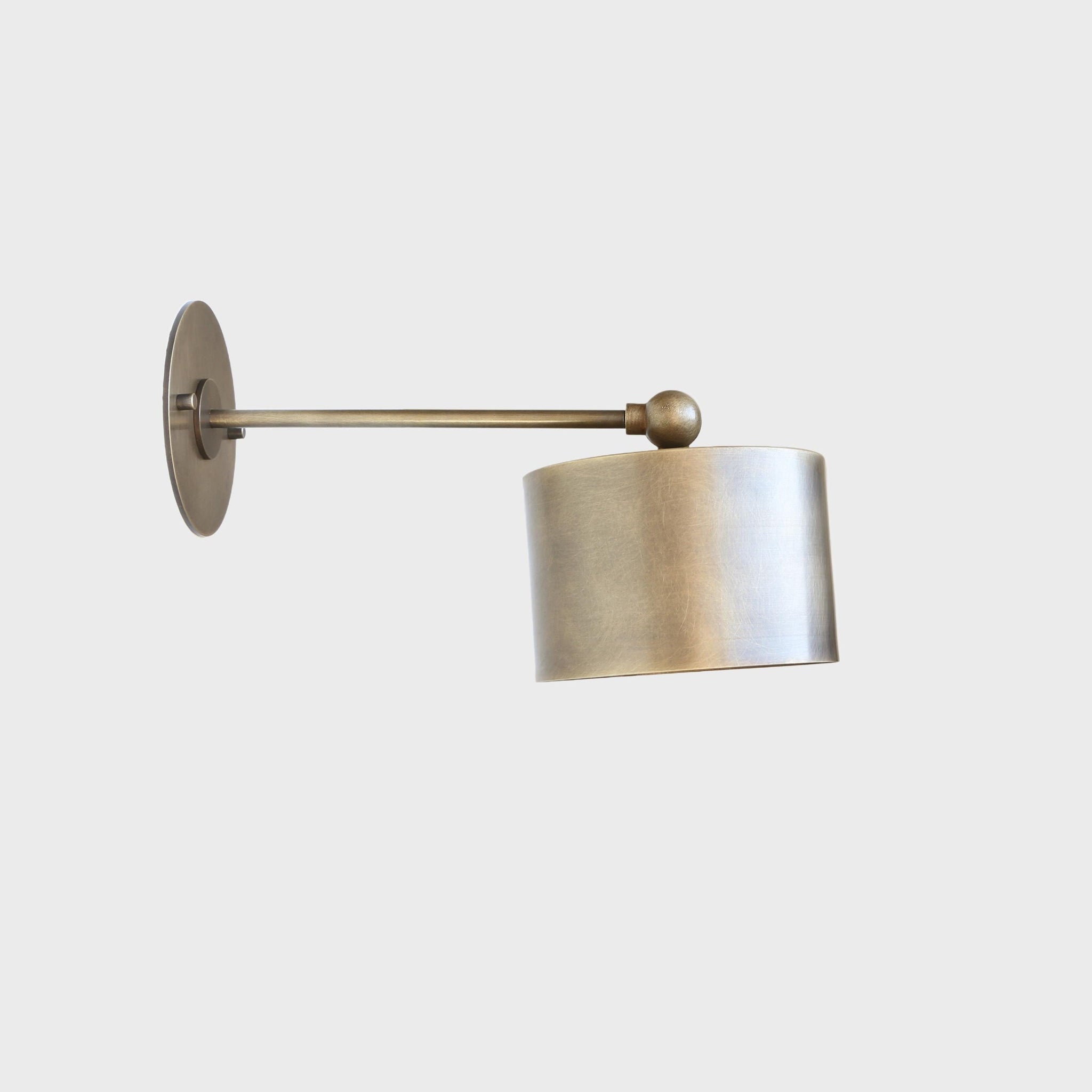 One-Light Brass Cylinder Wall Sconce with Extended Arm