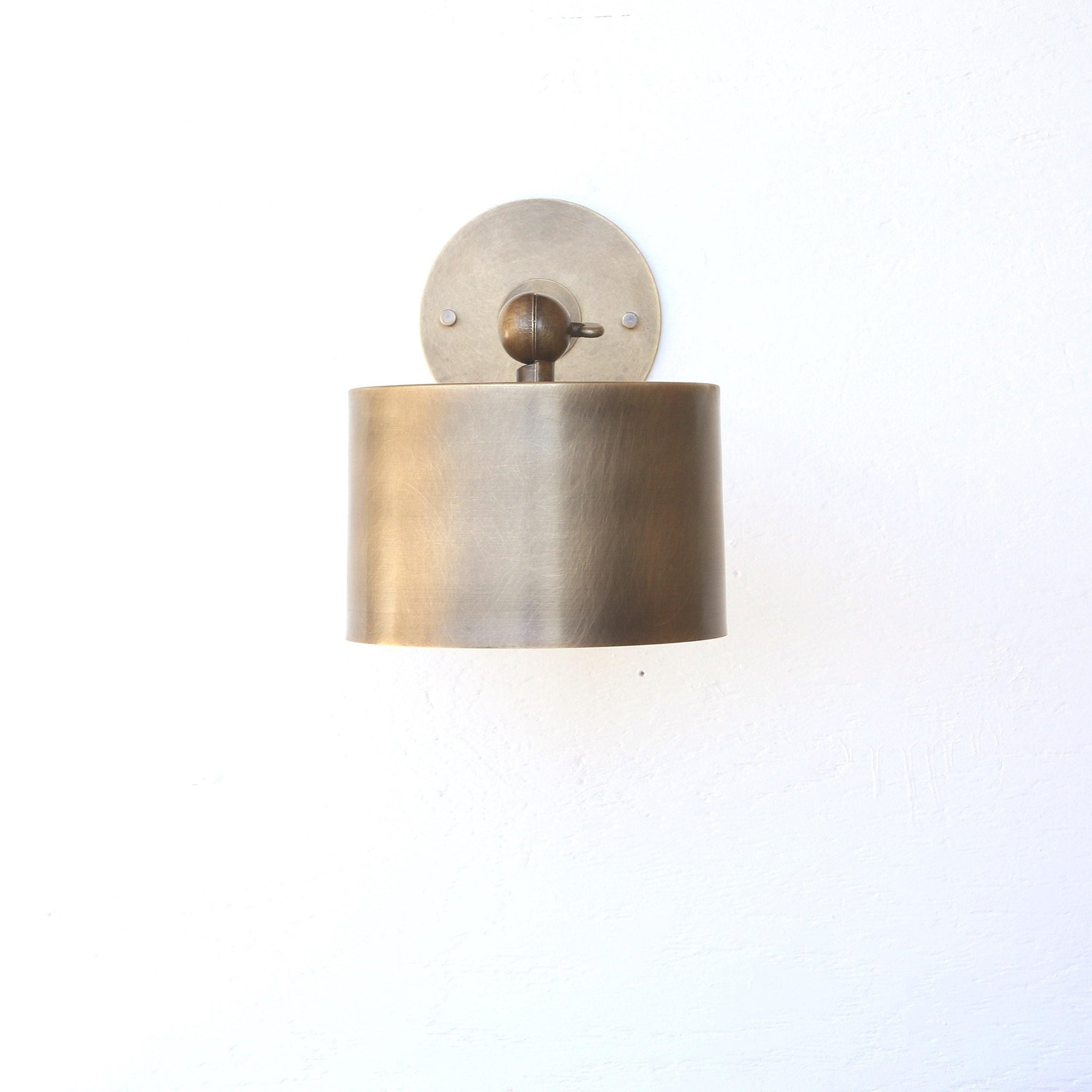 One-Light Brass Cylinder Wall Sconce with Extended Arm