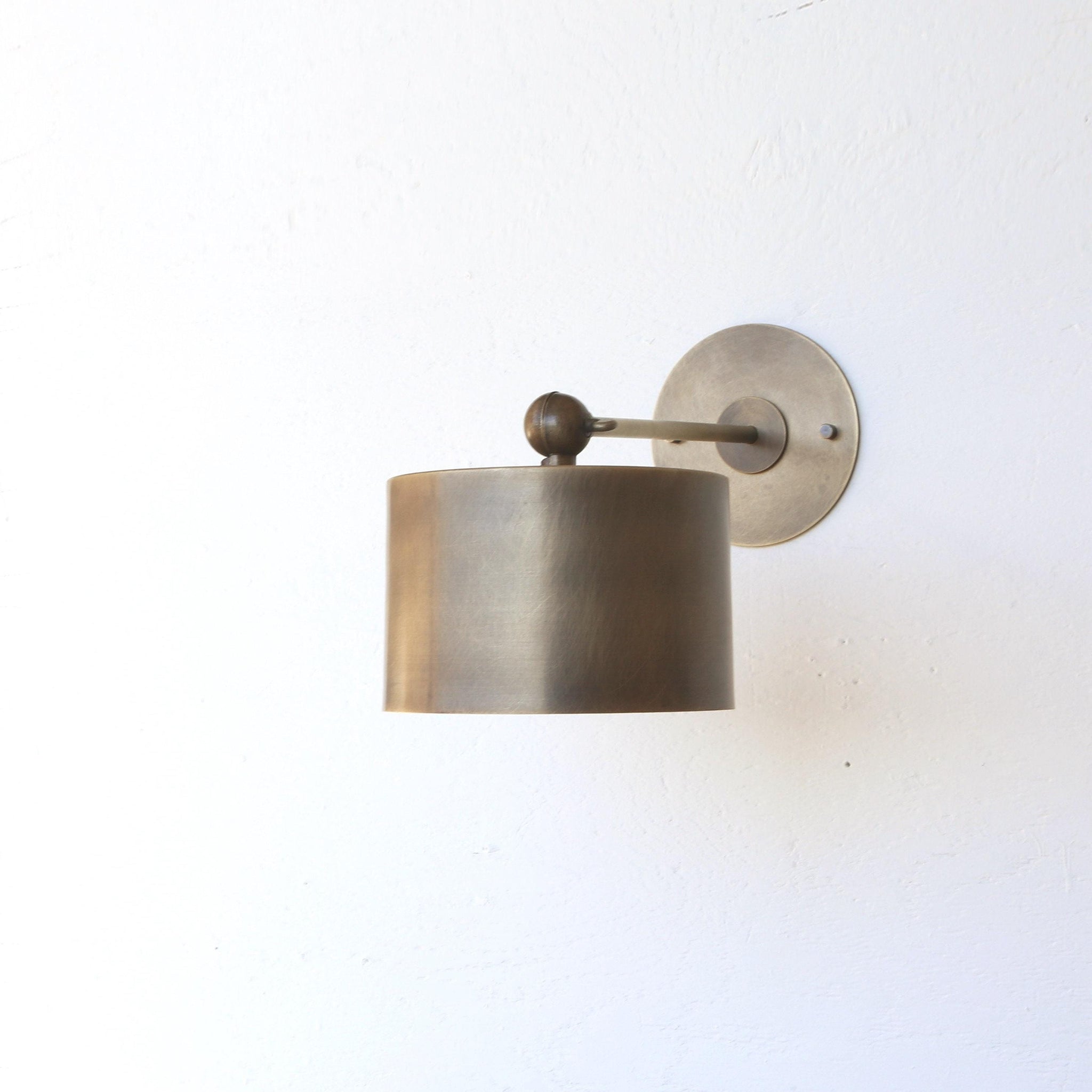 One-Light Brass Cylinder Wall Sconce with Extended Arm