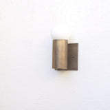 One-Light Brass Cylinder Wall Sconce with Opal Globe