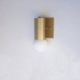 One-Light Brass Cylinder Wall Sconce with Opal Globe