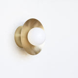 One-Light Brass Disc Flush Mount Ceiling Light with Opal Globe