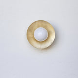 One-Light Brass Disc Flush Mount Ceiling Light with Opal Globe