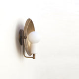 One-Light Brass Disc Sconce with Alabaster Cylinder