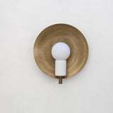 One-Light Brass Disc Sconce with Alabaster Cylinder