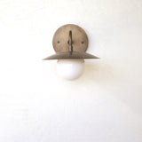 One-Light Brass Disc Shade Gooseneck Wall Sconce