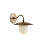 One-Light Brass Dish Wall Sconce with Milk Glass Shade