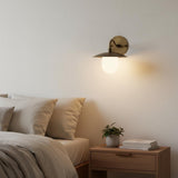 One-Light Brass Dish Wall Sconce with Milk Glass Shade